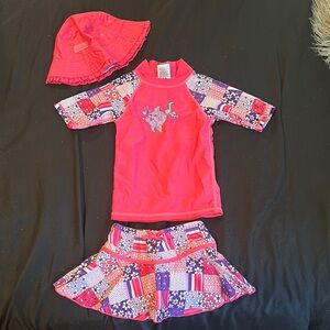 Kids Swim Set - Red Patchwork Design